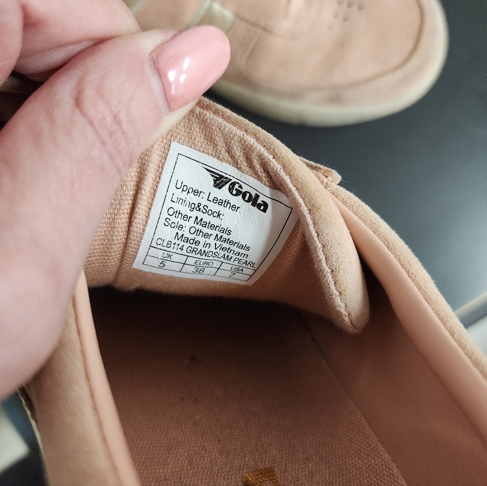 Gola Grandslam Pearl Pink Suede Sneakers Gold Stripe Size 7 - Picture 2 of 10